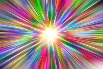 Wall Mural - colorful rainbow vibrant of colors in fast zoom motion blur speed to center abstract background