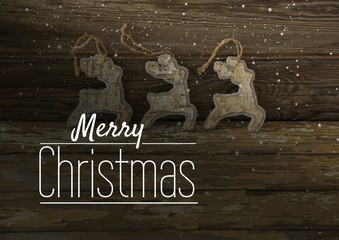 Poster - merry Christmas text on Christmas background with snow