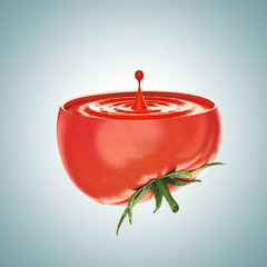 Wall Mural - Tomato Ketchup on Red Tomato isolated