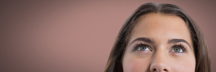 Poster - Woman looking up with brown background