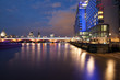 London nights from the piers with Canary Wharf view 