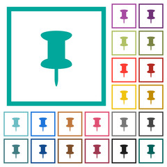 Sticker - Push pin flat color icons with quadrant frames