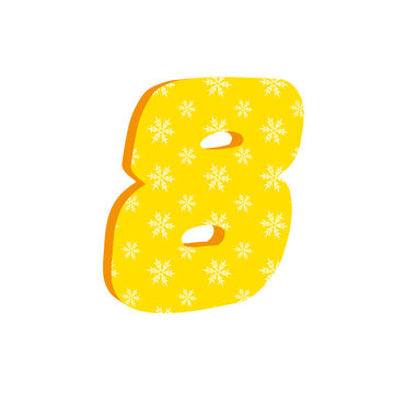 Colorful 3d number 8 made of snowflakes.Stylish vector icon