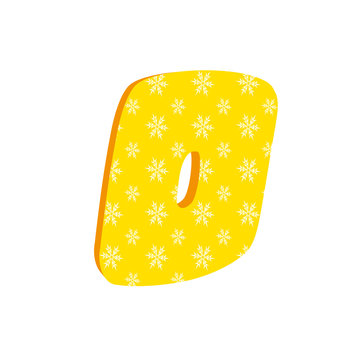 Colorful 3d number 0 made of snowflakes.Stylish vector icon