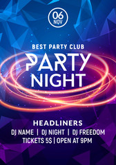 night dance party music night poster template. electro style concert disco club party event flyer in