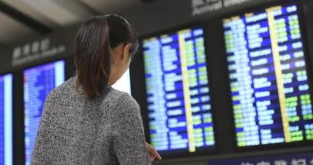 Sticker - Woman go travel at Hong Kong airport