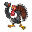 turkey cartoon character hold the hat