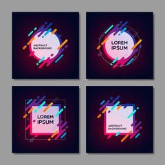 Poster - Set of trendy abstract backgrounds for card, poster or banner with place for your text. Composition of geometric shapes. Vector illustration.