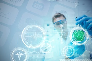 Poster - Composite image of medical biology interface in blue