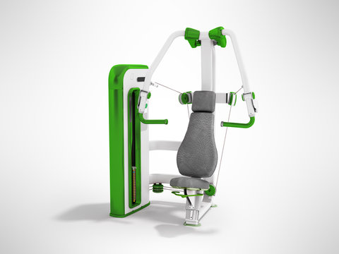 Modern sport trainer for strength training for the body green 3D rendering on a gray background