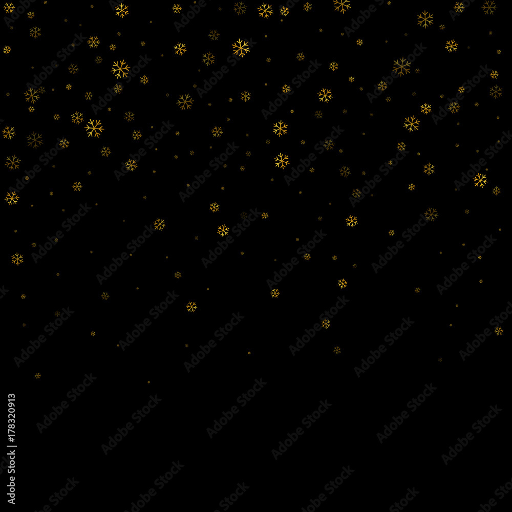 Christmas winter black background with Christmas golden falling ...