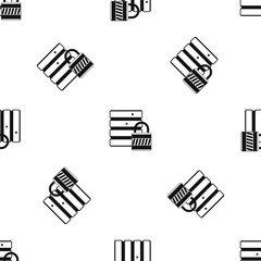 Poster - Database with padlock pattern seamless black