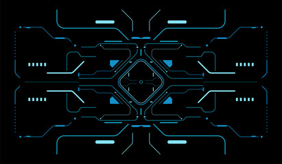 Wall Mural - A sight on a spaceship. Game interface. Sci-Fi UI interface.