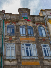 Typical Colorful Portuguese Architecture: Tile Azulejos Facade w