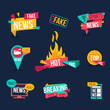 Set of news banners. Fake news, sports news, live news, hot news, top news, breaking news, real or fake news, online news, it's a fake news stamp. News digital web ad in flat design.