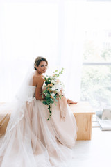 Poster - beautiful bride in a luxurious dress in eco-style