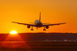Flugzeug landet Flughafen fliegen Sonne Sonnenuntergang Ferien Urlaub Reise reisen