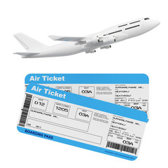 Aufkleber - White Jet Passenger's Airplane with Airline Boarding Pass Tickets. 3d Rendering