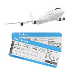 Aufkleber - White Jet Passenger's Airplane with Airline Boarding Pass Tickets. 3d Rendering