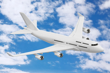 Poster - White Jet Passenger's Airplane. 3d Rendering