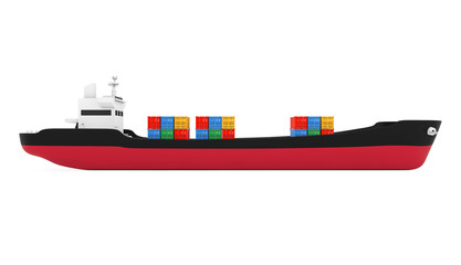 Aufkleber - Business Logistic Concept. Tanker or Container Cargo Ship. 3d Rendering