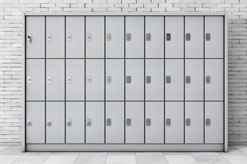 Canvas Print - Metal Safety Lockers for Luggage. 3d Rendering