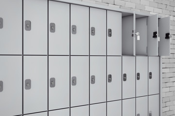 Wall Mural - Metal Safety Lockers for Luggage. 3d Rendering