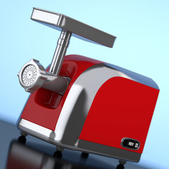 Poster - Red Electric Meat Grinder. 3d Rendering