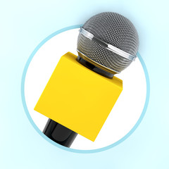 Poster - Microphone with Copy Space Box for Yours Design as Circle Icon. 3d Rendering