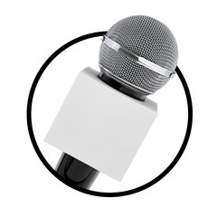 Poster - Microphone with Copy Space Box for Yours Design as Circle Icon. 3d Rendering