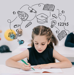 Wall Mural - Schoolgirl studying in classroom