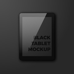 Fototapete - Realistic vector tablet on black background. Stylish black pad with blank empty screen mockup template with copyspace for your design.