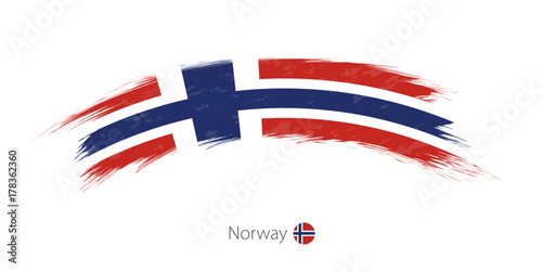 Fotomural Flag of Norway in rounded grunge brush stroke.