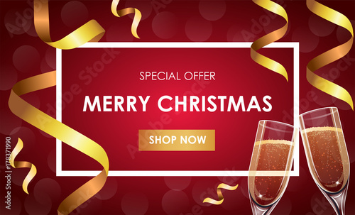 Merry Christmas Special Offer Sales Offer Banner Design Template