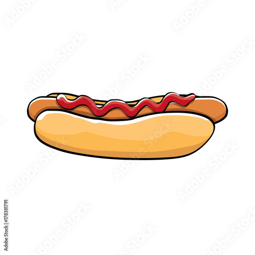 Vector Cartoon Hotdog Icon With Sausage Isolated On White Background Vintage Hot Dog Label Design Element Buy This Stock Vector And Explore Similar Vectors At Adobe Stock Adobe Stock