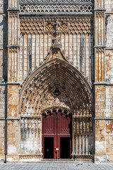 Sticker - Details of the facade of the 14th century Batalha Monastery in Batalha, Portugal, a prime example of Portuguese Gothic architecture, UNESCO World Heritage site.