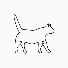 Poster - Cat one line drawing. Continuous line pet animal. Hand-drawn illustration for logo, emblem and design card, poster. Vector.