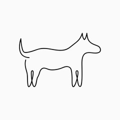 Poster - Dog one line drawing. Continuous line pet animal. Hand-drawn illustration for logo, emblem and design card, poster. Vector.