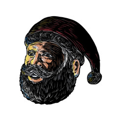 Sticker - Santa Claus Three-Quarter View Scratchboard