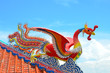 swan statues of bright colors. on temple roof a blue sky background - I like the feel of this, might be something l try to create for my body background