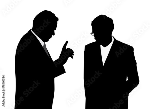 Cuadros en Lienzo Boss giving order or warning his employee worried with head bowed down