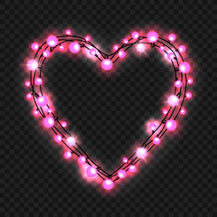 Wall Mural - heart shape garland on the transparent background, vector illustration