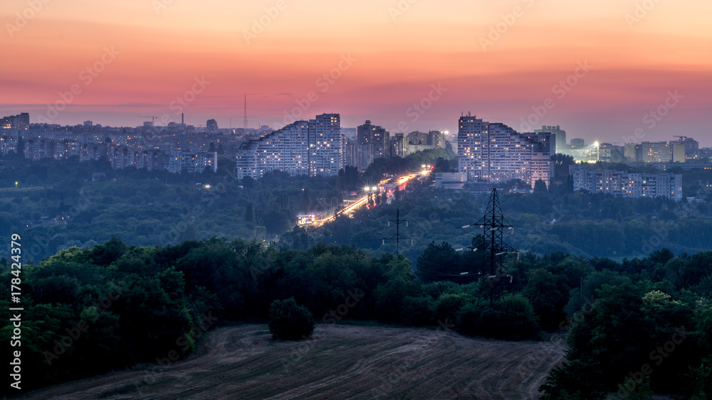 Obraz na płótnie Chisinau, Republic of Moldova. The City Gates at sunset on July 2016 w salonie