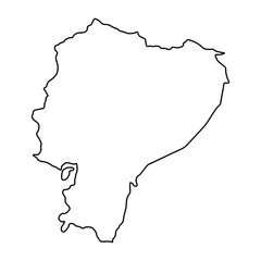 Poster - Ecuador map of black contour curves of vector illustration