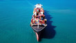 Ultra large container vessel (ULCV) at sea - Aerial image