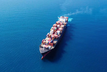 Ultra Large Container Vessel (ULCV) At Sea - Aerial Image