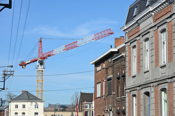 Poster - immobilier renovation logement maison habitation travaux chantier rue ville urbain grue