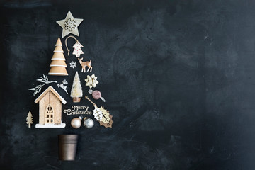 Wall Mural - christmas tree flat lay