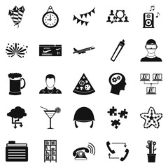 Poster - Joint business icons set, simple style
