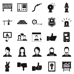 Poster - Big business icons set, simple style